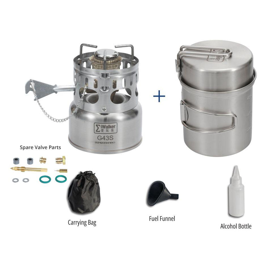 IWALKER G43S Portable Camping Backpacking Stove Cooking Set