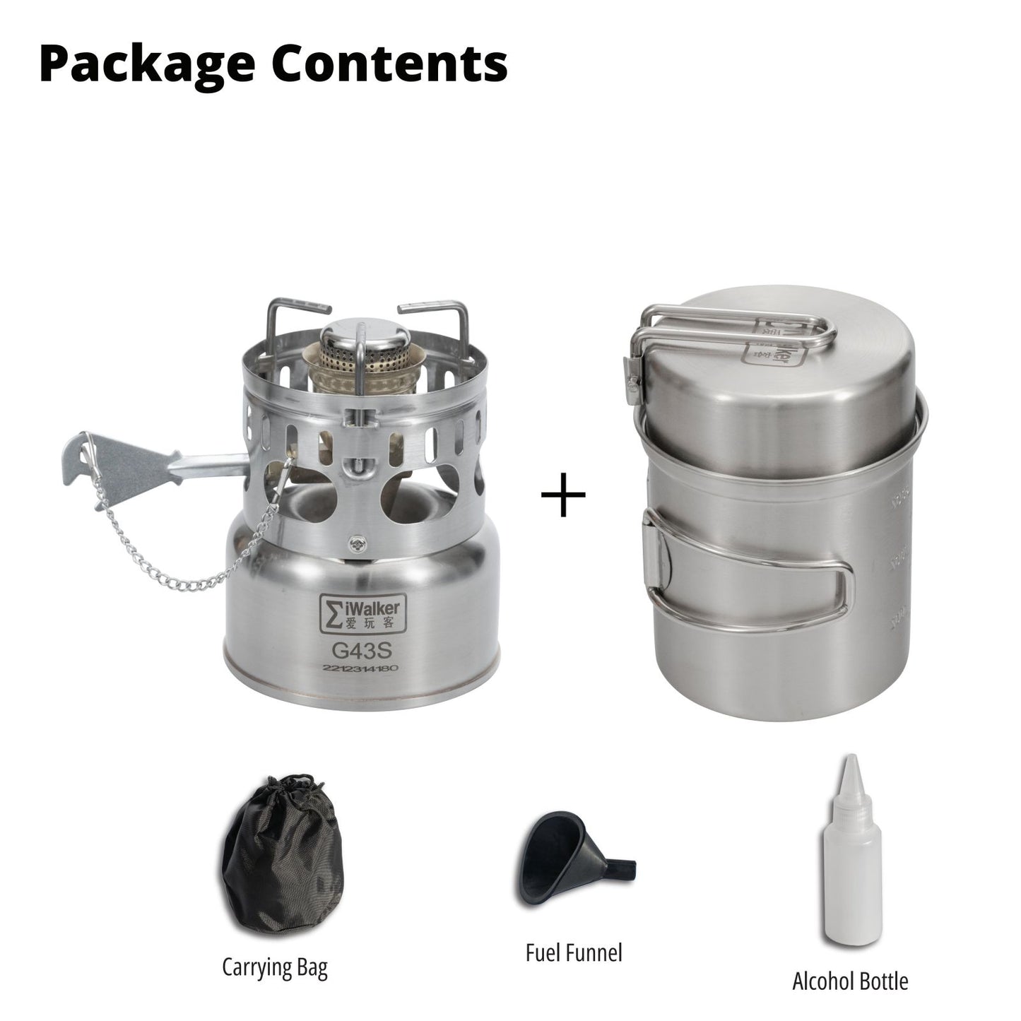 IWALKER G43S Portable Camping Backpacking Stove Cooking Set