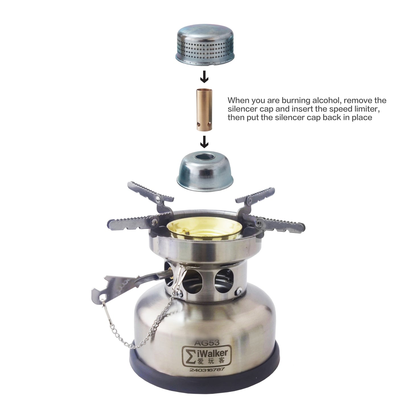 IWALKER AG53 Alcohol/Gasoline Dual Fuel Camping Backpacking Stove | Outdoor Gasoline Stove/Alcohol Stove Silent Burner